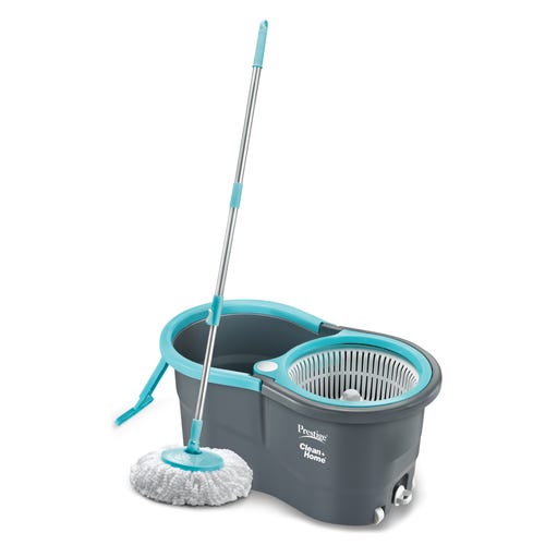 Prestige CleanHome Alpha Mop with 2 Microfiber Mop Heads, Grey and Blue