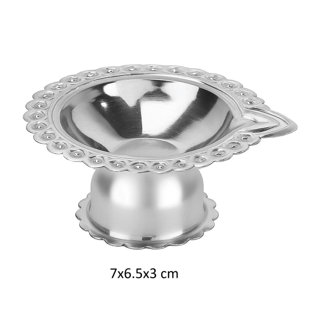 Dynore Stainless Steel Peacock Grace Traditional Diya for Puja, Festivals & Home Decor- Set of 6 Pcs