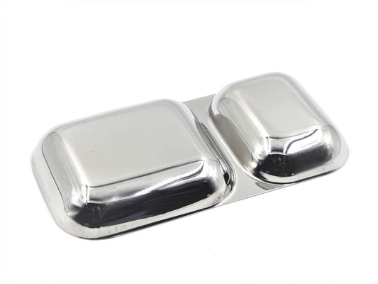 Dynore Stainless Steel 2 in 1 Two Compartment Nasta/Snacks/Plate/Partition Plate- Set of 6