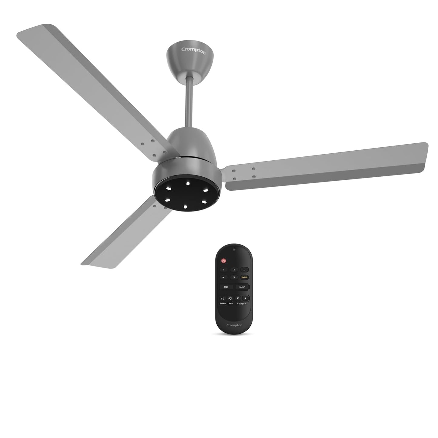 Crompton Energion Niteo 1200 mm BLDC Ceiling Fan | Warm Ambient LED Indicators | Remote Control | BEE 5 Star Energy Rating | Superior Air Delivery | 4 Year Manufacturer Warranty | Matte Grey