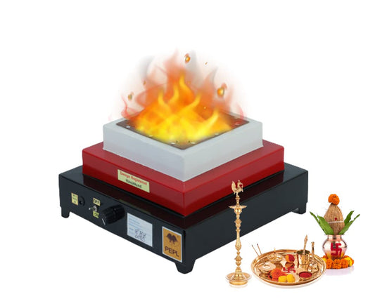 PEPL Bio Flame Mild Steel 8" Diagonal, Multicolour, Eco Friendly Pollution Free Smokeless Havan Kund - Small (BFHKS, 8 Inch)