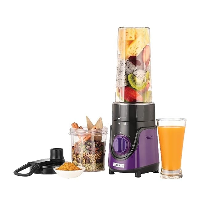 USHA Blender Nutrimagna | 350W| On the Go Blender| Stainless steel blades| Spill proof spout and store lid | 2 speed and pulse operation | Lavender