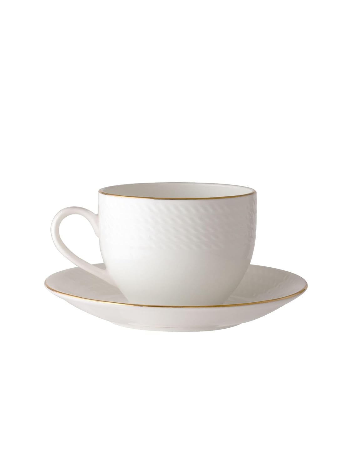 Clay Craft Fine Ceramic Gold Line Printed Tea/Coffee Cup and Saucer Set of 12 (6 Cups + 6 Saucers) - 240 ml Each
