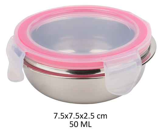 Dynore Stainless Steel Click Lock Air Tight Tiffin/Container|Chutney Sauce Bowl Set of 2