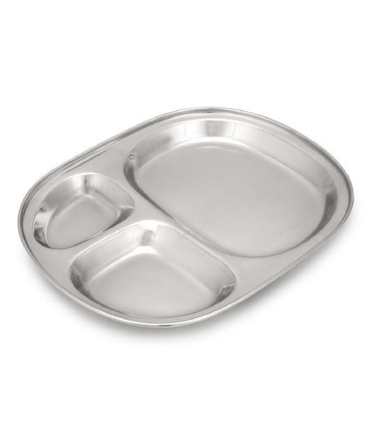 Dynore Stainless Steel 3 in 1 Three Compartment Nasta/Dinner Plate/Snacks Plate- Set of 1