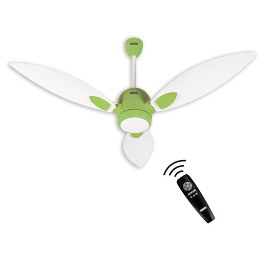 USHA New Bloom Series Sunspire Glow (Inspired by Sunflower) BLDC Ceiling Fan with Underlight with 3 Modes | RF Remote | Whisper-Quiet | Dust-Resistant (White & Light Green)