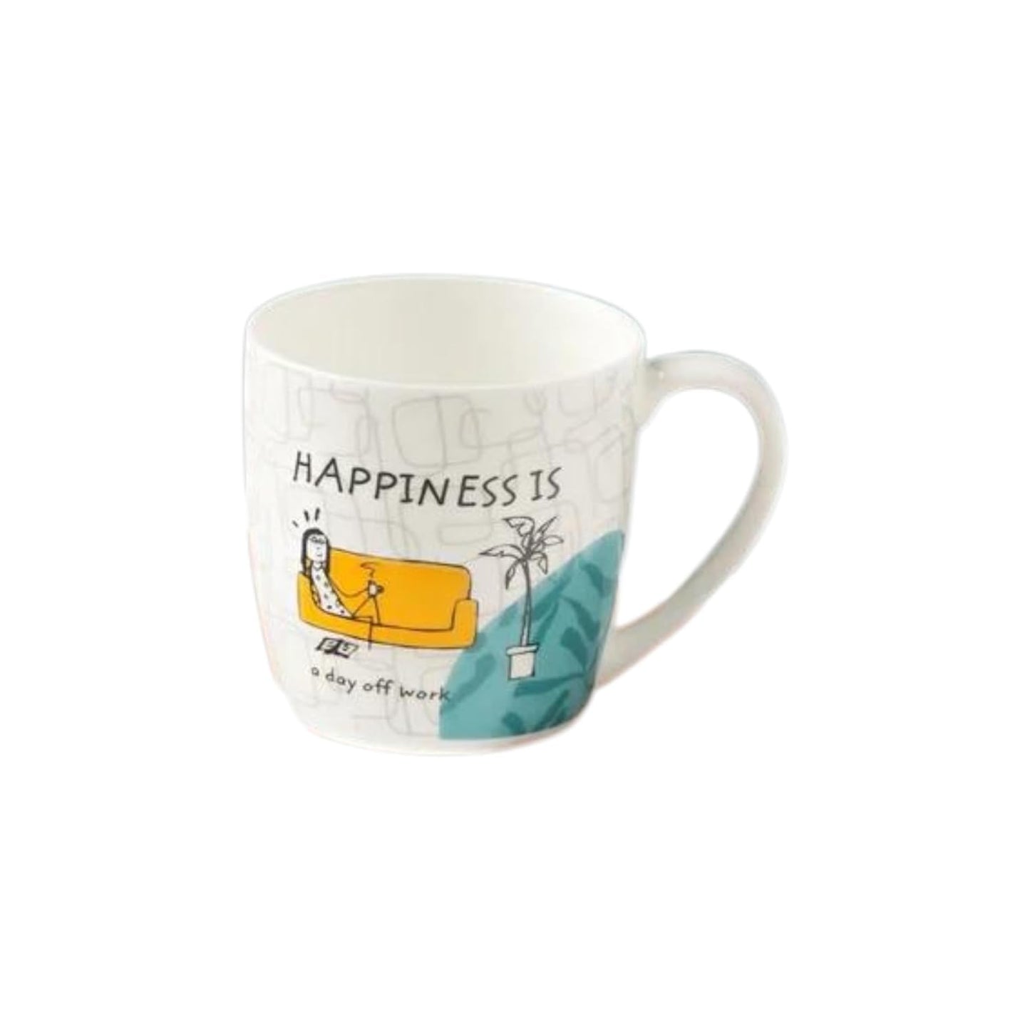 Clay Craft Fine Ceramic Happiness is Alton Delight Printed Coffee & Tea Cups, 220ml, Set of 4, Multicolor