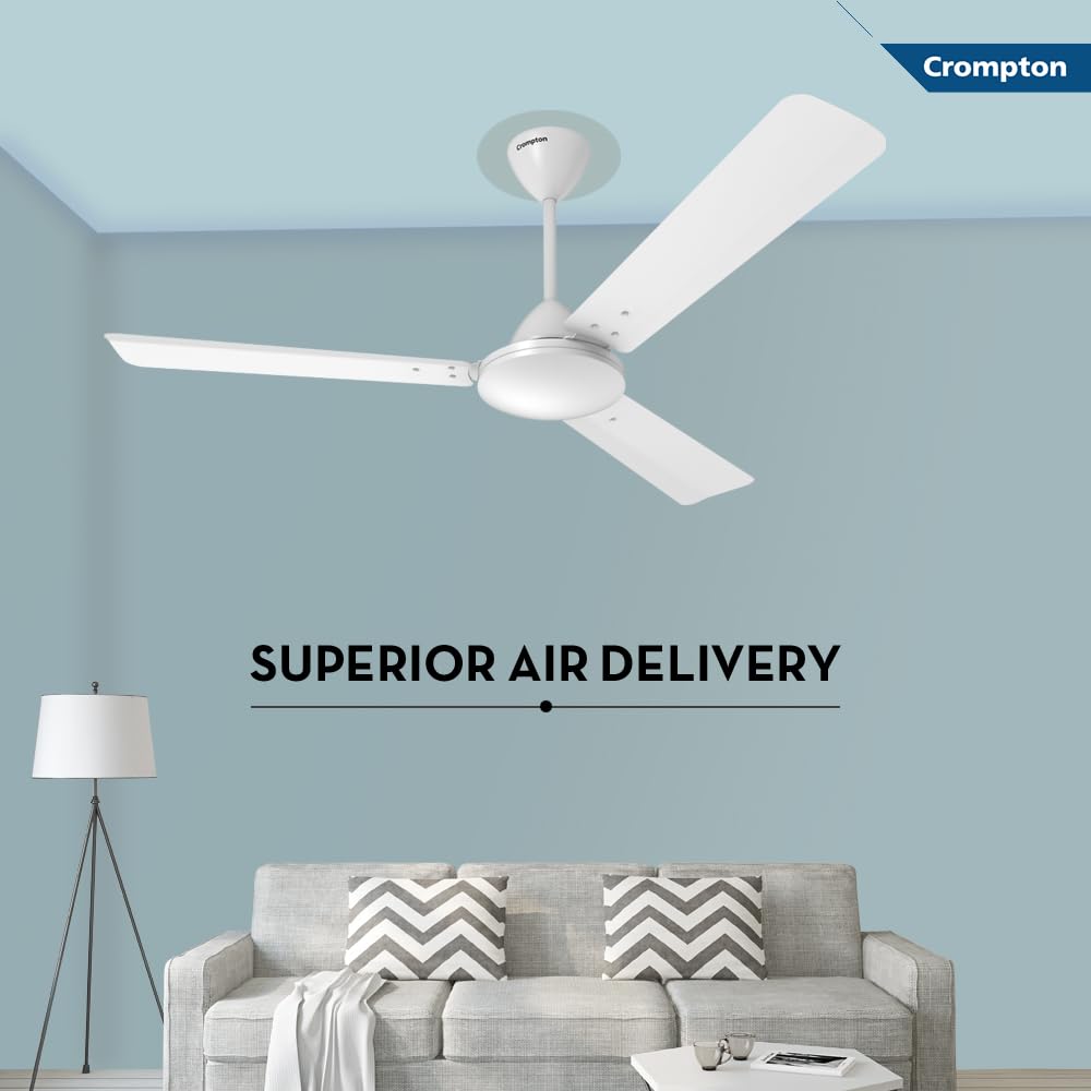 Crompton Jura Prime 1200 mm (48 inch) High Speed Decorative Ceiling Fan with Anti Dust Technology (Conch Cream) Star rated energy efficient fans