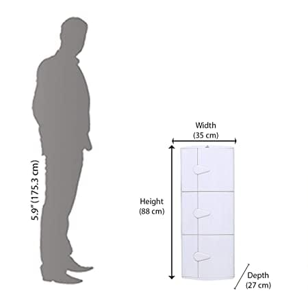 Nilkamal 3 Door Plastic Storage Corner Cabinet (Ivory)