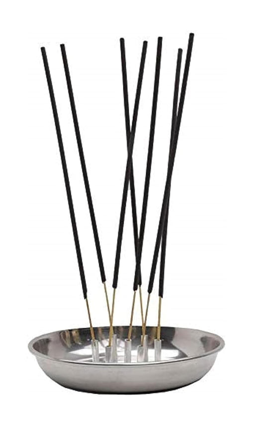 Dynore Stainless Steel Agarbatti Stand with Plate/Incense Stick Holder for Home Set of 1