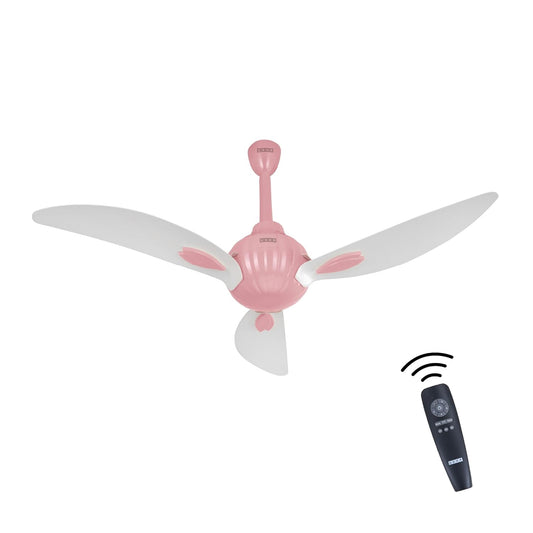 USHA New Bloom Series Helenium (Inspired by Helenium) BLDC Ceiling Fan with Bi-Directional Feature | Sleep/Boost/Timer Modes | RF Remote | Whisper-Quiet | Dust-Resistant (White & Light Pink)