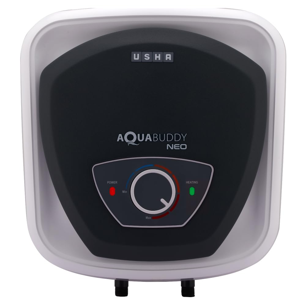 USHA AquaBuddy Neo Geyser 10 Litre 5 Star BEE Rating | Copper Heating Element | Storage Water Heater with Anti-Rust Protection | Warranty: 8 Yr Tank, 2 Yr Product