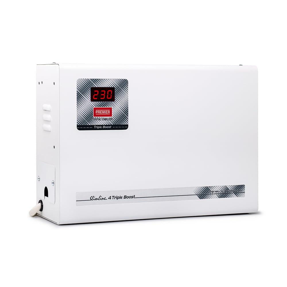 Premier 4 Slimline TB 4090 Air Conditioner Stabilizer - Up to 1.5 Ton | Extreme Voltage Tolerance: 90V-280V | 12 Ampere | Triple Boost Technology