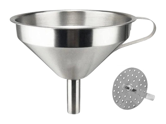 Dynore Stainless Steel Multipupose Funnel With Detachable Strainer/Filter For Cooking Oil- Set of 2 SMALL