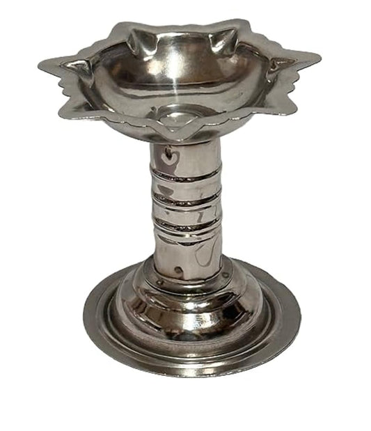 Dynore Stainless Steel Diya/Samai/Lamp/Deepak for Pooja, Gifts and Home Decore, Puja Articles- Set of 1 Pcs