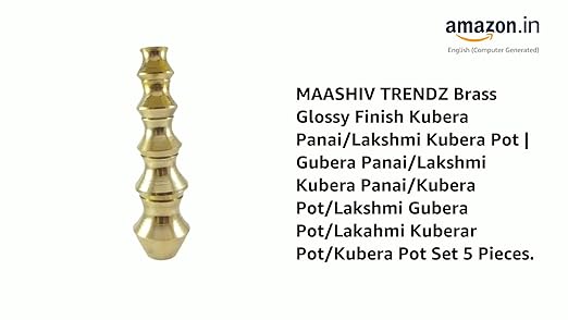 MAASHIV TRENDZ Brass Glossy Finish Kubera Panai/Lakshmi Kubera Pot | Gubera Panai/Lakshmi Kubera