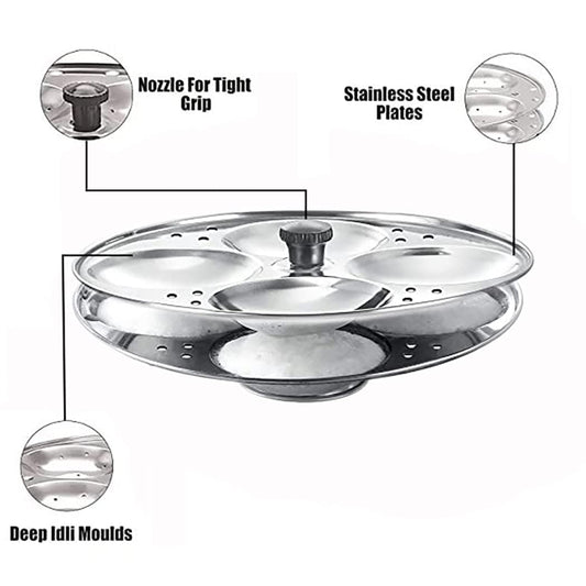 Prithi Home's and Kitchen Stainless Steel Non Stick Idli Plates Idli Maker| Idli Stand with Holes for Pressure Cooker, Idly Pot,Idly cooker,Kadai etc (2 Plates)