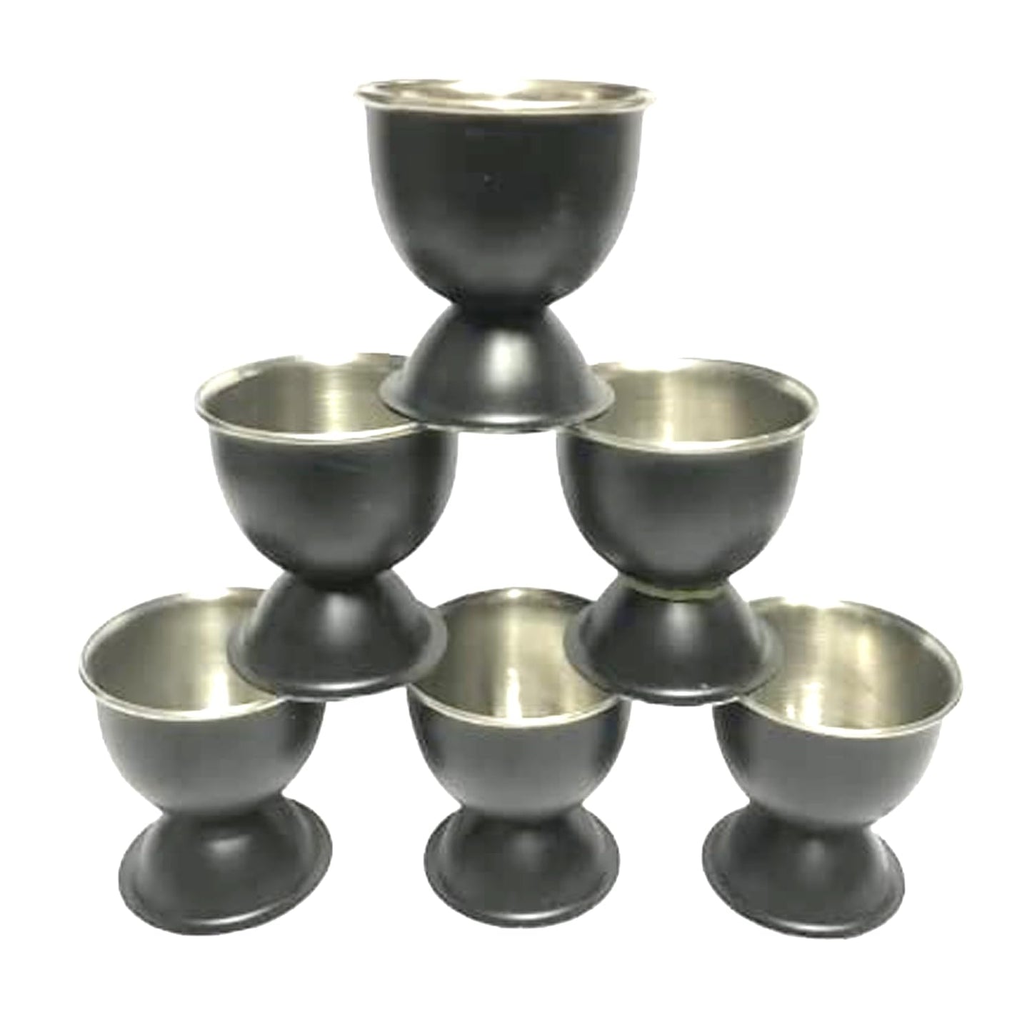 Dynore Stainless Steel Pcs Black Matt Egg Cup/Egg Holder/Boiled Egg Holder- Set of 6