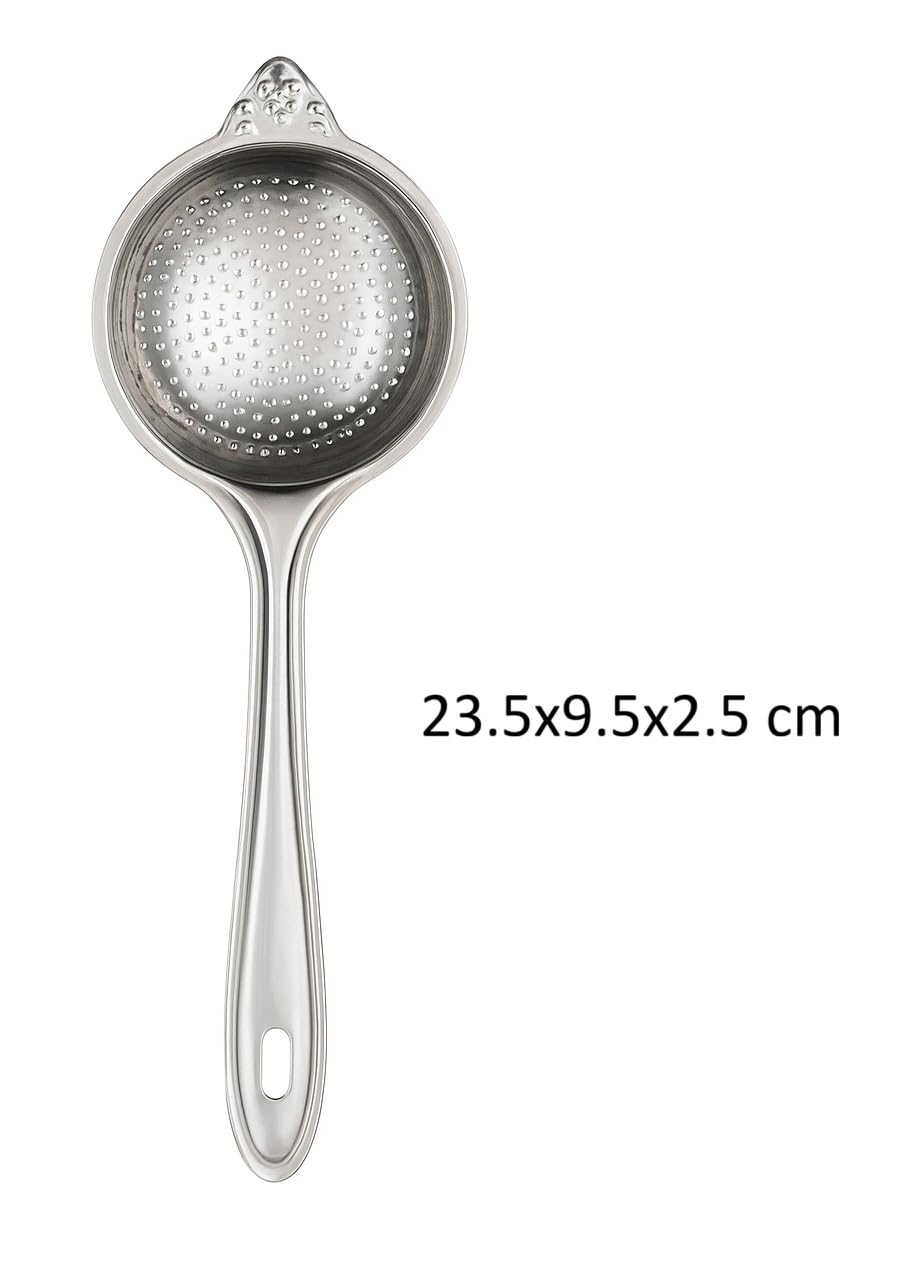 Dynore Stainless Steel Unique Poha Strainer/Mesh Strainer for Kitchen with Round Dosa Batter Spatula (Silver)
