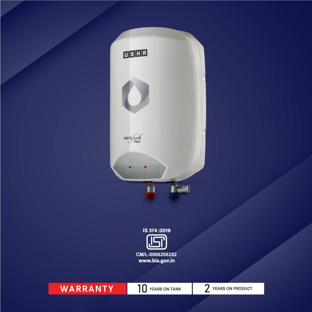 Usha Instafesh Neo 3 Litre Instant Water Heater (White), Wall Mounting