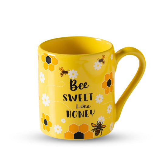Clay Craft Fine Ceramic Pebble Series Coffee Mug 350ml Yellow – Bee Sweet Like Honey Print, Stylish Tea & Coffee Cup, Microwave & Dishwasher Safe, For Home,Office,Café,Gifting, Daily Use,Hot Chocolate