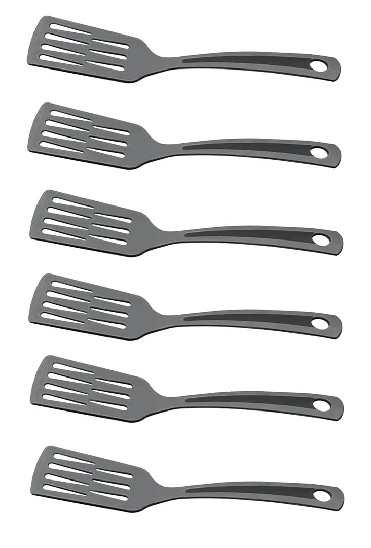 Dynore Premium Black Nylon Spatula Set of 6 – Heat Resistant Non-Stick Turner for Flipping, Mixing & Cooking Small