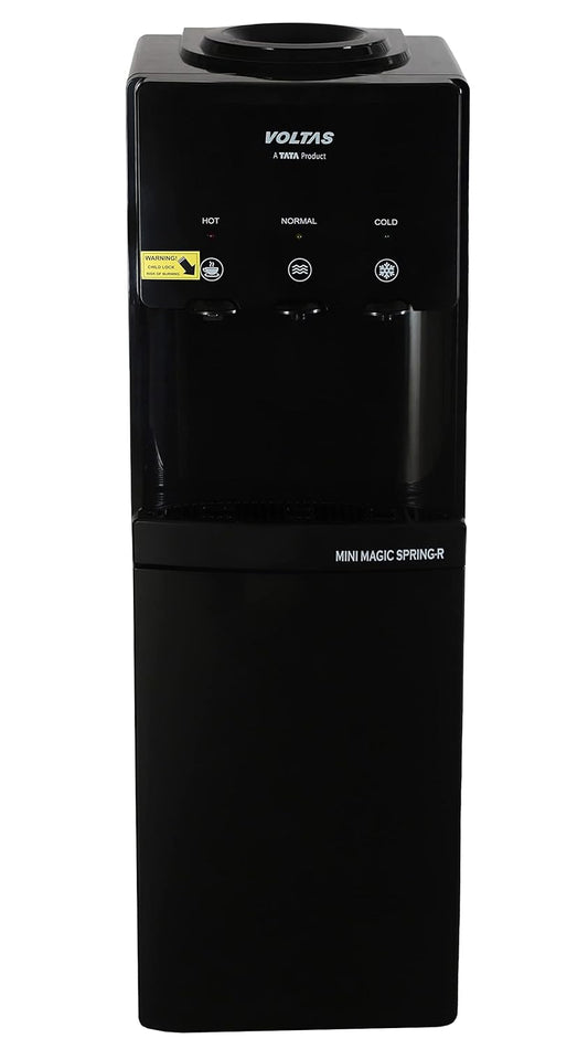 Voltas Spring-R Water Dispenser with Three Temperature Tap and Small Refrigerator (Black Color)