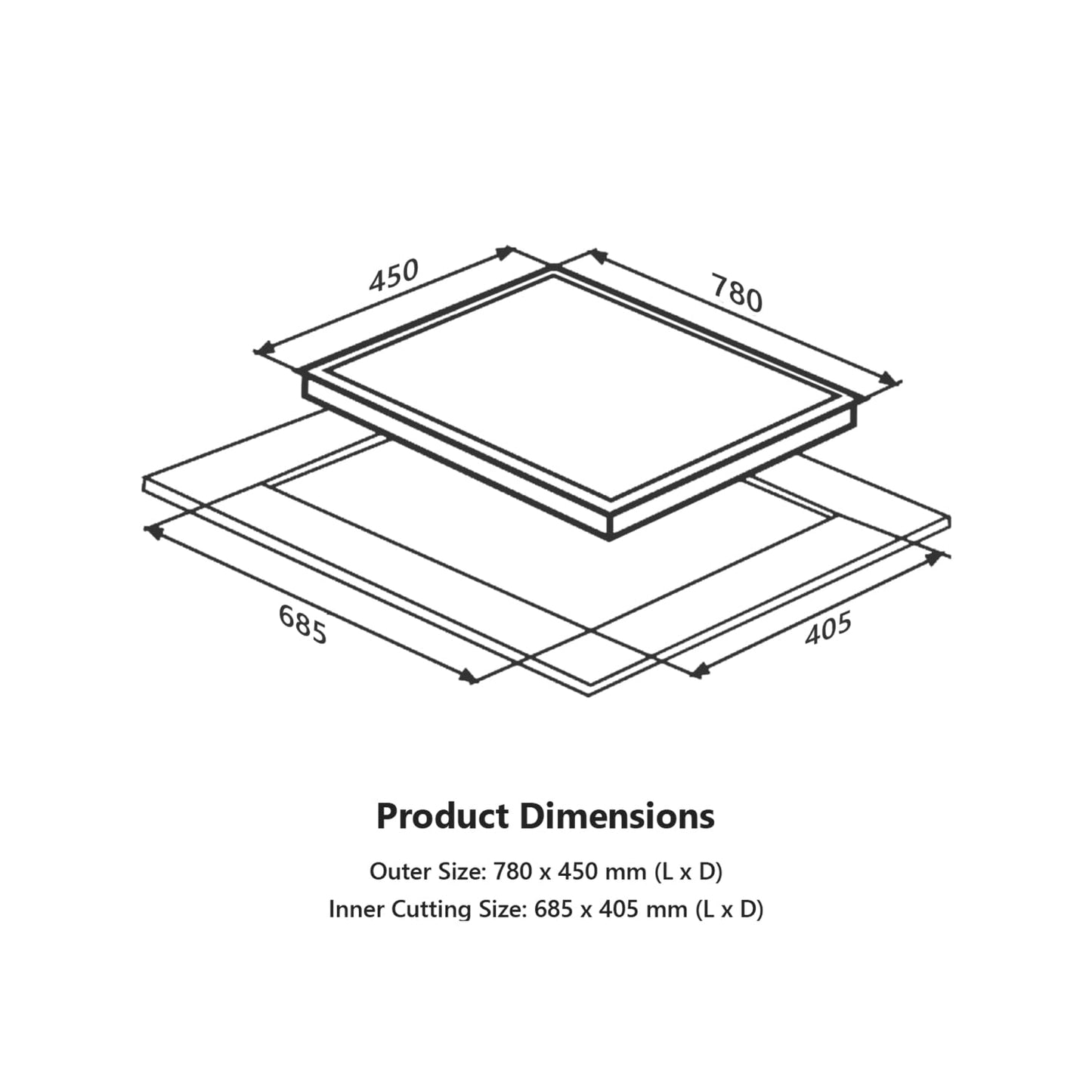 KAFF ASHFORD | Built-in Hob/Hobtop 3 Burners, 78 CM | Auto Ignition | Full Brass Burners with all Flame Failure Device, 8 MM Thick Toughened Glass | Black | ASF783