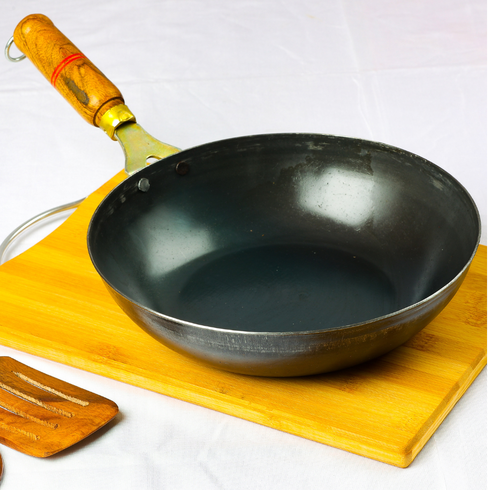 Pure Iron Flat Bottom Wok (10" Inches)