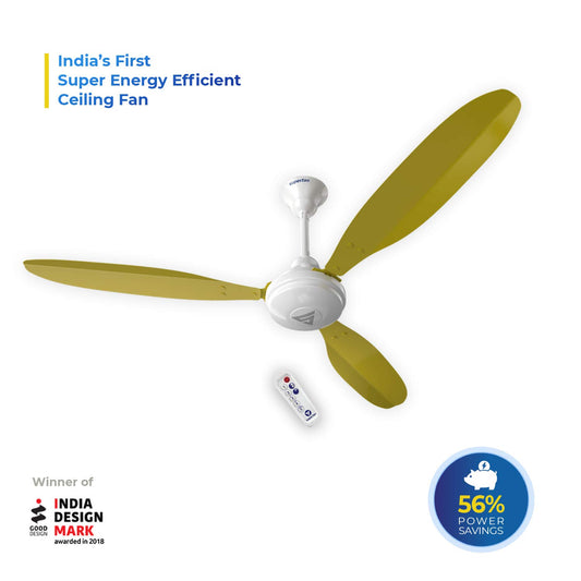Superfan SuperX1 1200mm BLDC Ceiling fan for Home | India's 1'st BLDC fan| BEE 5 Star Rated Energy Efficient BLDC Fan| 5 Year Warranty (Yellow)