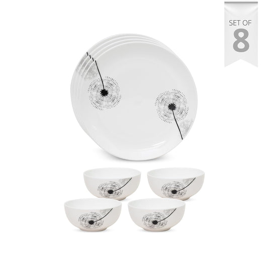 Clay Craft Fine Ceramic Eco Dinnerware, Enchanting Gold, for Family of 4, 8-Piece Dinner Set