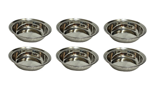 Dynore Stainless Steel 6 Pcs Multiutility Serving Plate for Mendu Vada/Dahi Vada/Daal vada/Halwa Plate