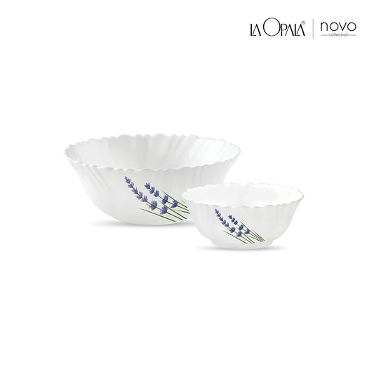 La Opala, Novo Collection, Opal Glass Pudding Set 7 Pcs, English Lavender, White,175 ML
