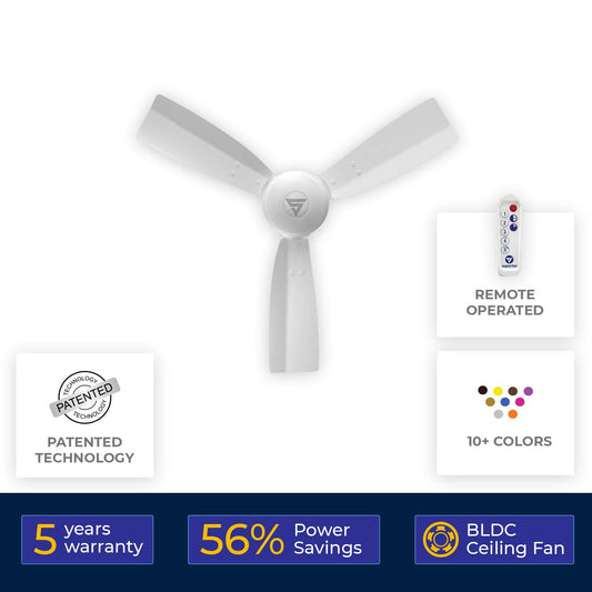 Superfan SuperJ1 900mm BLDC Ceiling Fan for Home| India's 1'st BLDC fan| BEE 5-star Rated Energy Efficient BLDC Fan | 5 Year Warranty (White)