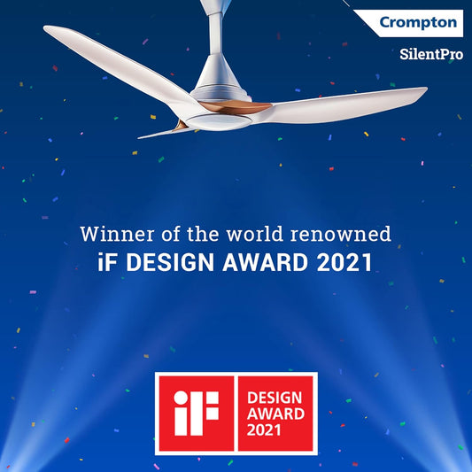 Crompton SilentPro Enso 1225 mm ActivBLDC Remote-controlled Ceiling Fan | 2X Silent | iF Design Award 2021 | 5 Years Warranty (Silk White)