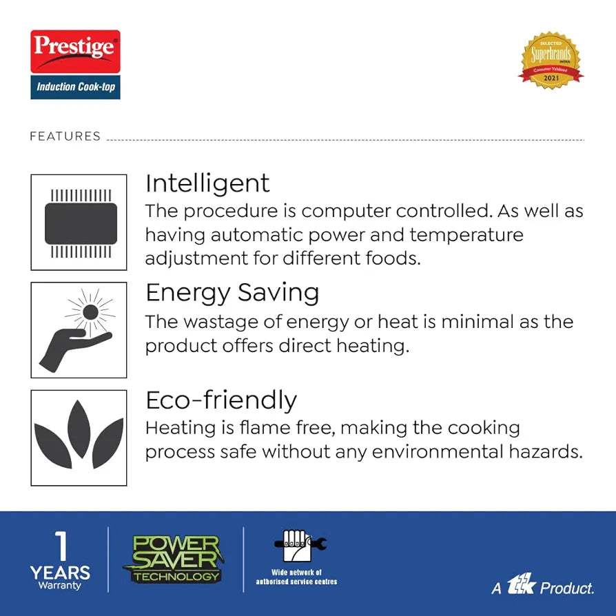 Prestige Rio ICT 1200W Ceramic Induction Cooktop with Indian Menu Options