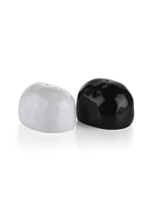Clay Craft Basics Cruet Set/Salt and Pepper Shaker, Stone Look, White and Black, 2 Pcs
