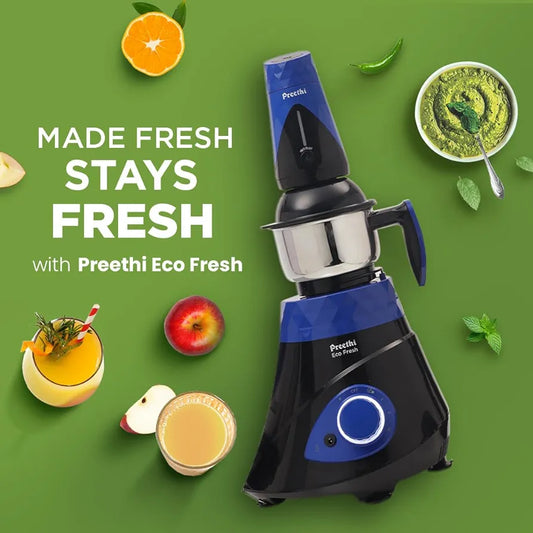 Preethi Eco Fresh Mixer grinder | 750 Watt Mixie | Made fresh, stays fresh | Food Sense Technology| Grinding+ Storage jar | MG-282