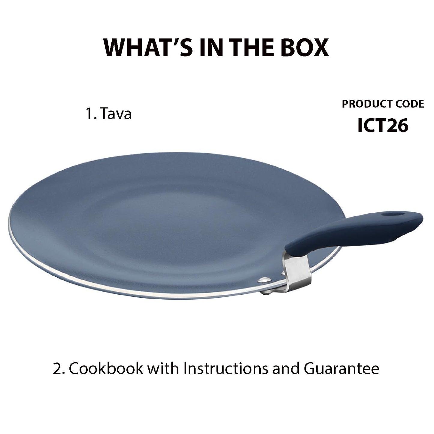Hawkins Ceramic Nonstick Tava, 26 cm Diameter, Induction Paratha Tawa, Granite Griddle (ICT26)