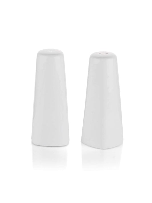 Clay Craft Basics Cruet Set/Salt and Pepper Shaker, Tower Look, White Ceramic, 2 Pcs