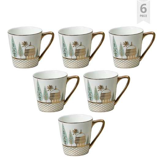 Clay Craft Fine Ceramic Rock Coffee Mug Set of 6-160 Ml Each, Mugs for Coffee, Cups Set, Ideal for Gifting, Perfect for Home & Office, Elegant Ceramic Tea Cup Set (E609)