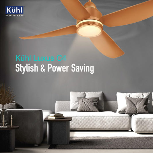 KUHL Luxus C4 1320mm Stylish 65% Power Saving BLDC Ceiling Fan with Remote | Night & Down Light | 29W | BEE 5 Star | Low Noise | IoT Operate via Mobile & Alexa |Reverse Mode |Free Installation|Copper
