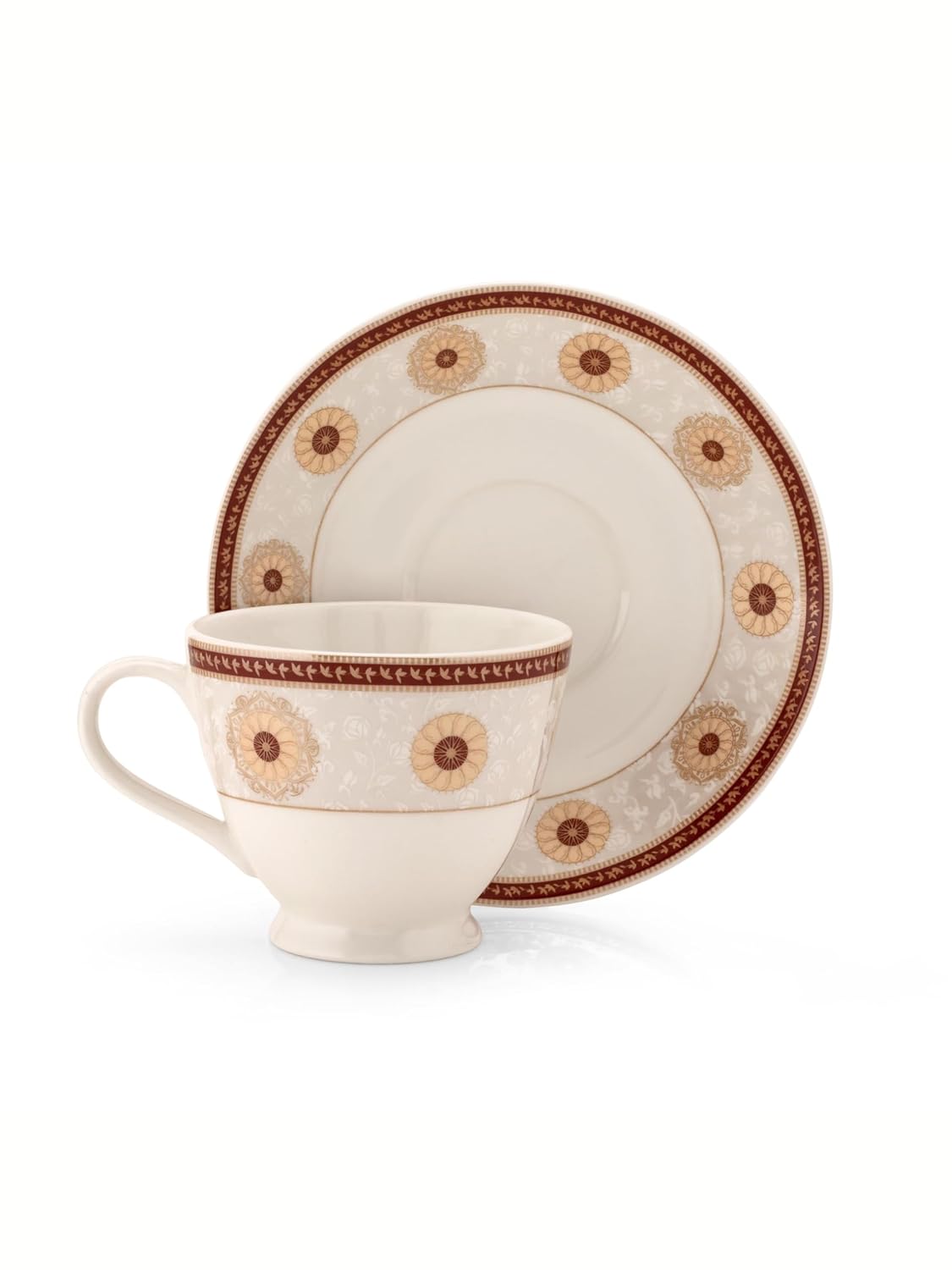 Clay Craft Fine Ceramic Cup & Saucer Set of 12-6 Cups & 6 Saucers - 180 ml Each (King Super S386)