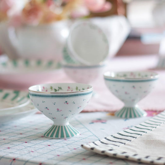 Magique by The Wishing Chair x ClayCraft : Portrait of a Rose Dessert Cups Set of 4 | 160 ml Ceramic Ice Cream Bowls | Elegant Floral Cups for Ice Cream, Sorbet & Gelato | Dishwasher Safe