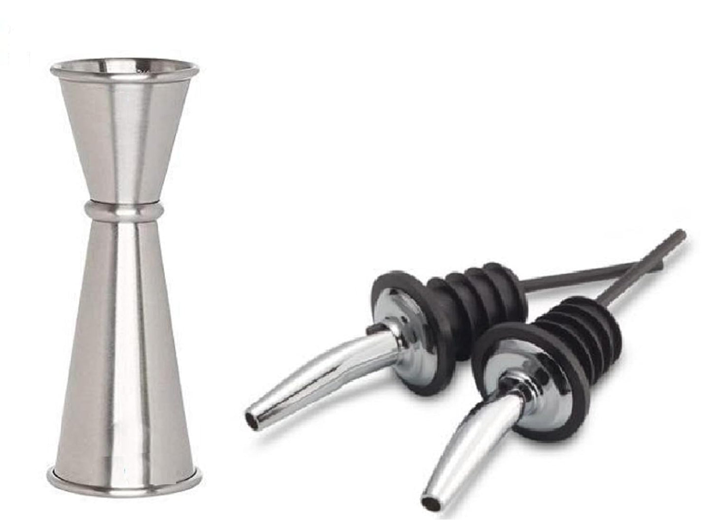 Dynore Stainless Steel Japanese Peg Measure 30 & 60 ml with 2 Wine Pourer