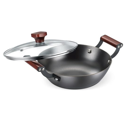 Prestige Nitride Lightweight Cast Iron Kadai 20cm/1.4L with Glass Lid | Castlite Series | High Heat Retention & Rust-Proof | Enamel Coated | Gas & Induction Compatible | 15Y Product Warranty