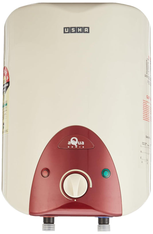 Usha Aquagenie 6 LTR 2500-Watt 5 Star Storage Water Heater (Ivory Wine),with Free Installation and Connection Pipes