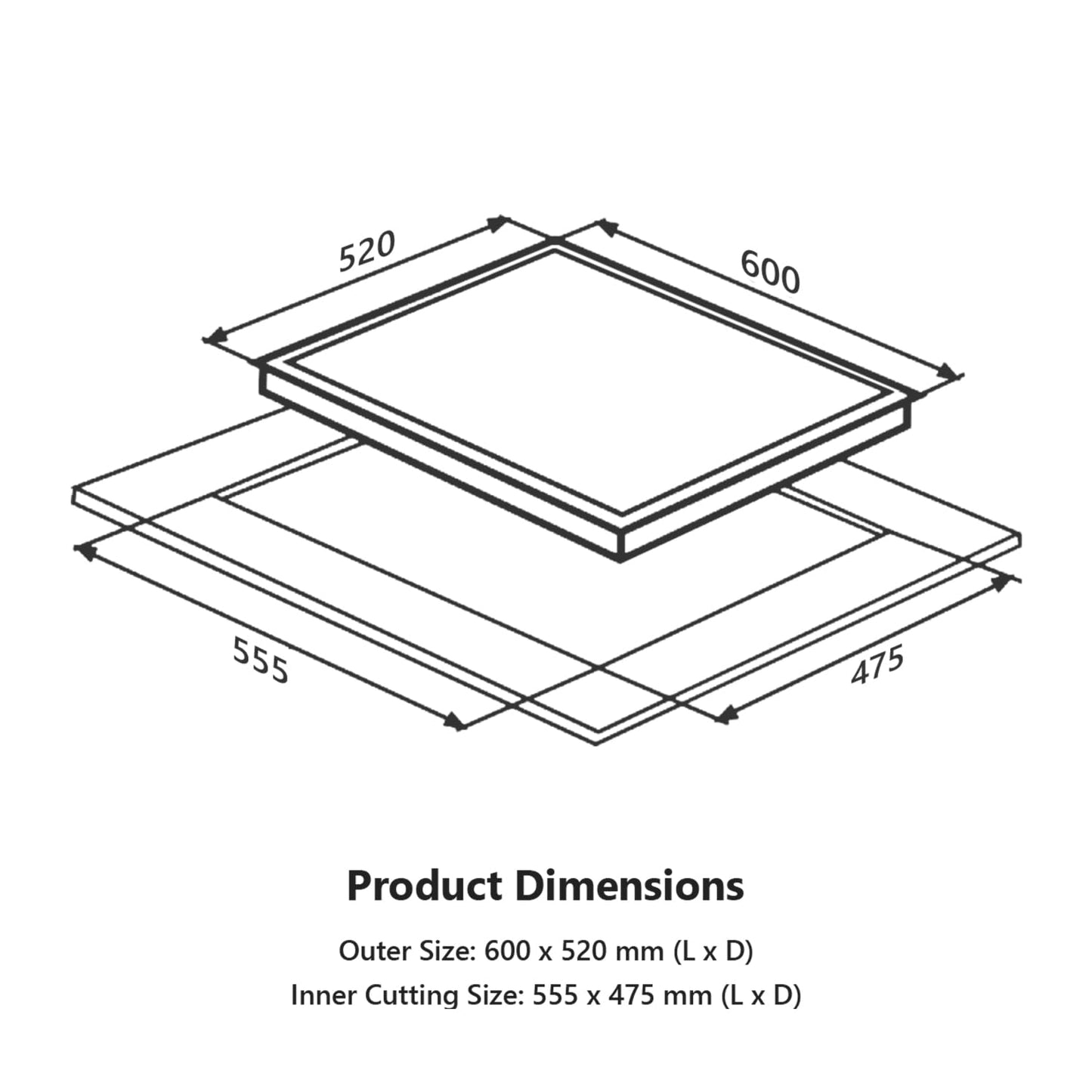 KAFF | ASHFORD Built-in Hob | 3 Burners Auto Electric Ignition 60 CM, Full Brass Burners with Flame Failure Device | 8 MM Thick Toughened Glass Black | ASF 603