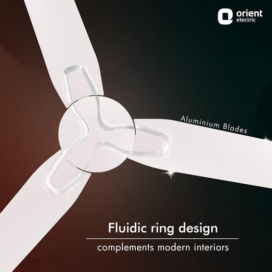 Orient Electric 1200 mm Jazz BLDC | Remote ceiling fan for home| BLDC Designer ceiling fan with fluidic ring design | Saves up to 50% | 3-year warranty | Orbes White, pack 1