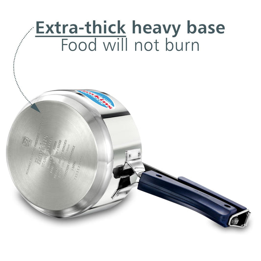 Hawkins 2 Litre Stainless Steel Hevibase Pressure Cooker, Impact Bonded Base, Inner Lid Cooker, Silver (HSI20)